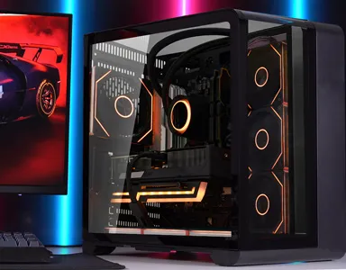 HOENGAGER gaming PC with customizable RGB lighting effects